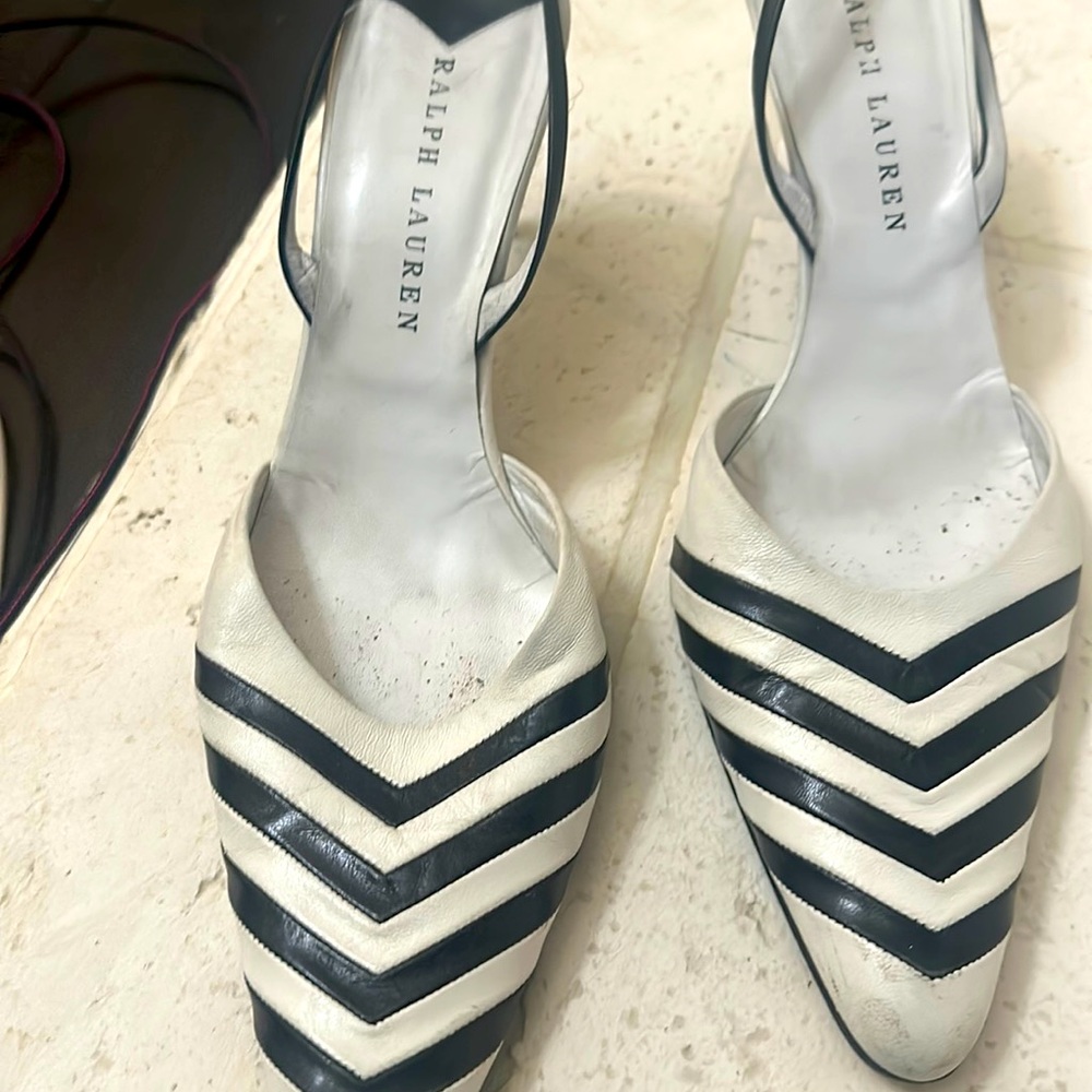 Ralph Lauren white and Black strap shoe